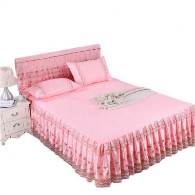 China Wholesale high quality cheap modern polyester decoration factory price generic home 100% double bed skirt sets beautiful style for sale