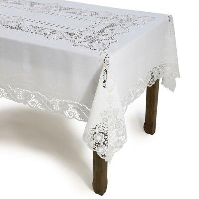 China CLASSIC Hot Sale Polyester White Square Embroidery Tablecloth Wedding Hotel Banquet Tablecloths Handcrafted Cover Set for sale