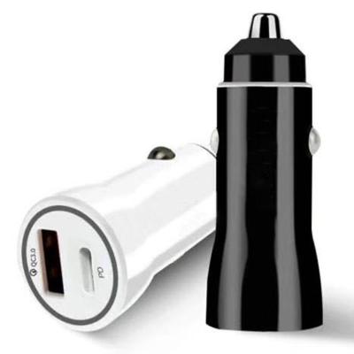 China Hot Selling Mobile Phone Dual Ports Hot Selling Mobile Phone Palladium Type C USB-C Fast Type A QC3.0 Car Charger Adapter For Mobile for sale