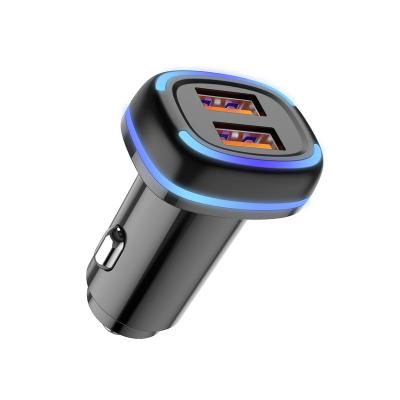 China Good Prices Customized Dual USB Car Charger LED Light Car Mobile Phone Dual Charger 2.4A 30W 36W Can Choose Car Charger for sale