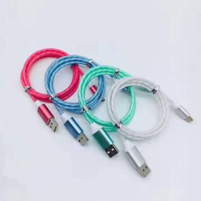 China Wholesale Mobile Phone/Ipad/Camera/PDA/MP3 USB Fast Charging Cable Flowing Light Phone Accessories Cables USB Led Luminous Micro Lighting Data Cables for sale