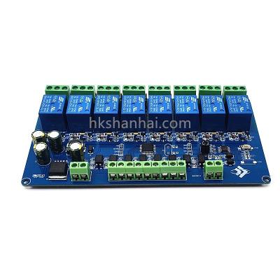 China Smart Home RS485/TTL UART 8CH Input 8CH Output Modbus RTU 8 Channel Relay Module Support Standard Modbus RTU Protocol for sale