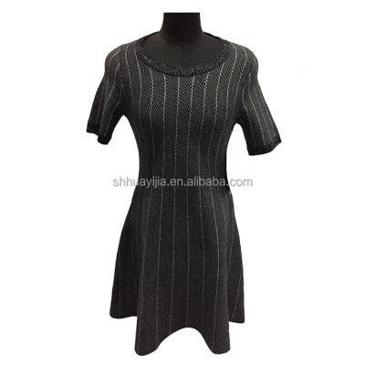 China Anti-Shrink Custom Wholesale R-neck knitted dresses casual for women long knitted dress short sleeve spring dress knitwear for sale