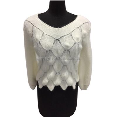 China Anti-Shrink High Quality Women's Clothing White Knit Korean Cable Knit Sweater for sale