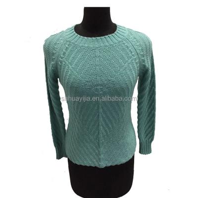 China Anti-Shrink Fashion Quality Wool Blend Green Color Pullover Women Cowl Neck Sweater for sale