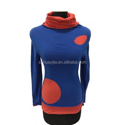 China Anti-Shrink Custom make OEM character pattern  intarsia knit sweater for females fancy turn-down collar office lady style contrast 12GG Anti for sale