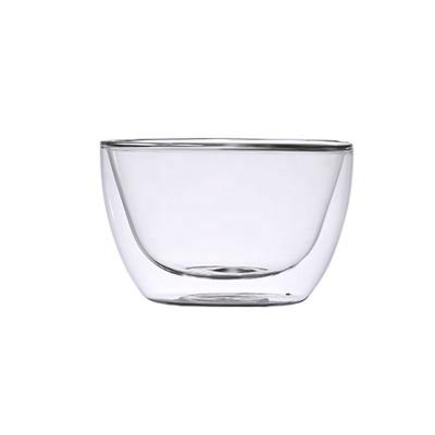 China Factory wholesale disposable large pyrex double layer glass container bowl for fruits and salads double layer glass bowl for sale