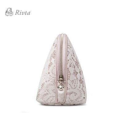 China Brand New White Makeup Lace Bohemian Cosmetics Travel Cosmetic Bag With Flower Pattern for sale