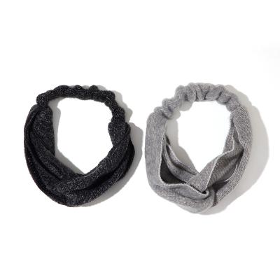 China MOQ Winter Big Wool Scrunchie Thick Knitted Elastic Headband Hairband Woman In Gift Box for sale