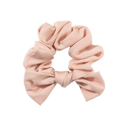 China Fashionable Custom Pink Butterfly Fiber Lyocell Fiber Elastic Headband Satin Scrunchies Hair Ties For Women for sale