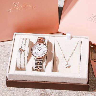 China Agriculture fashion trend boutique set gift box waterproof temperament Watch+Bracelet+Necklace (3pcs/set) for sale