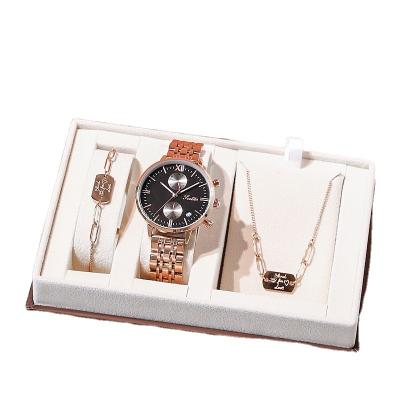 China Hotel and resort fashion trend boutique set gift box waterproof temperament Watch+Bracelet+Necklace (3pcs/set) for sale