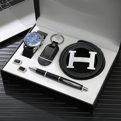 China Trend Automotive Mens Fashion Watch Set Watch+Belt+Pen+Key Chain +Earrings (2pcs/set) for sale