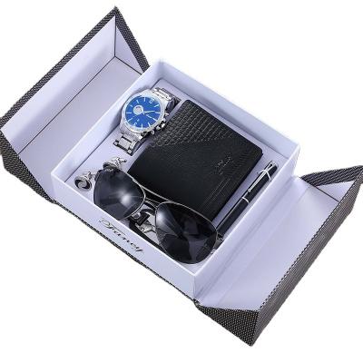 China Agriculture Gift Men's Boutique Fashion Creative Gift Box Business Creative Watch+Glasses+Necklace+Cuff+Key Chain+Wallet+Ring+Pen(8pcs/se for sale