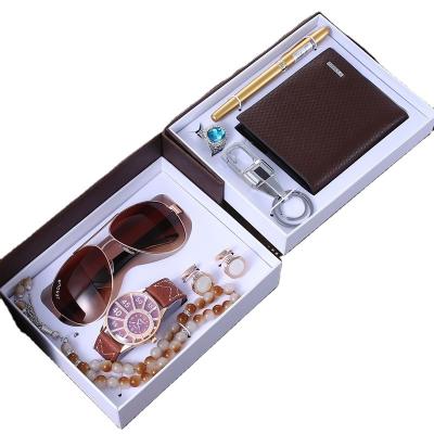 China Fashionable creative men's Automotive All-match gift boutique gift box watch+glasses+necklace+cuff+key chain +wallet+ring+pen (8pcs/set) for sale