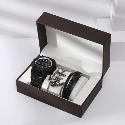 China Automotive Gift Men Fashion Bossy Trend Personality Watch + Gift Set Business Necklace + Braided Bracelet (3pcs/set) for sale