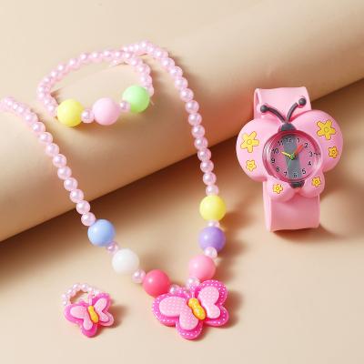 China Chronograph Fashion Cartoon Personality Silicone Strawberry Kids Quartz Watch Kids Necklace Bracelet Set 3pcs Gift For Boy Girl Clock for sale