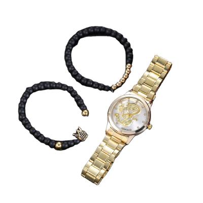 China Chronograph fashion trend, leisure and business large dial temperament steel band quartz watch + strap (3pcs/set) for sale