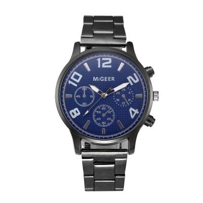 China Trend Unisex Business Casual Dress Chronograph Fashion Three-eye Steel Band Simple Quartz Watch for sale