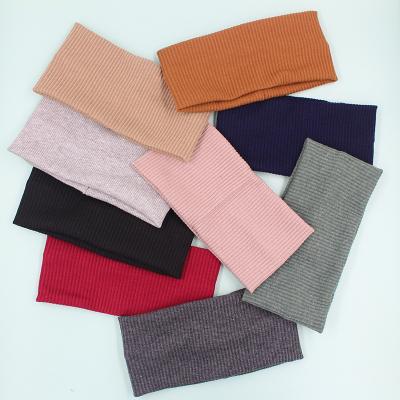 China Popular Hair Band Exercise Yoga Headband Solid Color Knitted Border Workout Sweat Sports Headband Scarf for sale