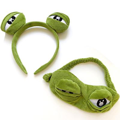 China Popular cartoon frog lovely green eye patch head take morpheus hair circle to do weird hair band hair elastic for sale