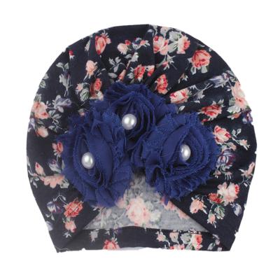 China 2021 new style baby girl pearl sweater sticky cap European and American Sun soft flower print hat for sale