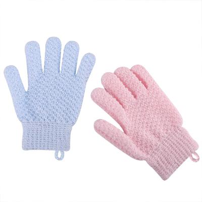 China Daily life scrub gloves Back-rubbing, exfoliating, two-sided, five-finger swim gloves nylon winter hand gloves for sale