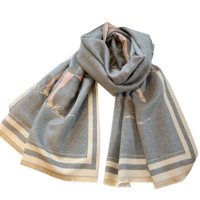 China Polyester Carriage Chain Fashion Thickened Cashmere Scarf Shawl Warm Thickened Scarf Rings Stoles for sale