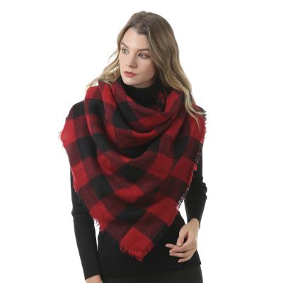 China Classic Soft Shawl Scarf Plaid Cashmere Plaid Square Soft Stoles Long for sale