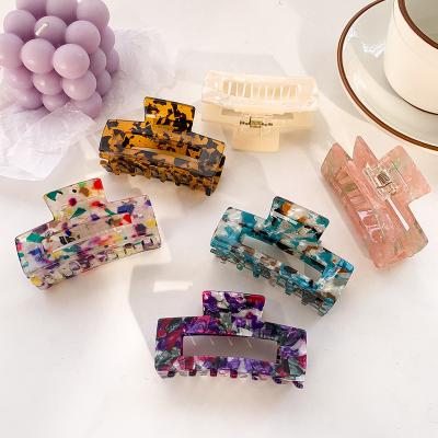 China Fashion big pattern acetic acid hair clip women hair pin acetate broken hair claw cute hook clip for sale