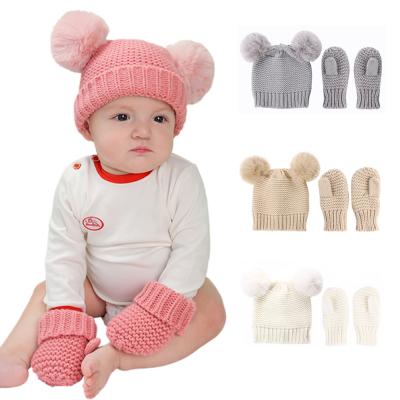 China New Soft Children's Hat Gloves Autumn And Winter Baby Girls Warm Hat Gloves Children Hats for sale