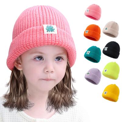 China Baby autumn and winter soft warm child knit hats cotton hats hat frog fabric multicolor children's wool hats for sale