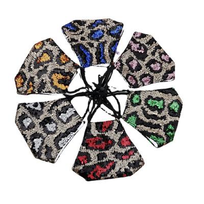 China Fashion Leopard Sequin Cloth Cotton Cloth Custom Made Cotton Comfortable Facemask Adult Sunscreen Dust Protection Ear Filter Face Maskk for sale