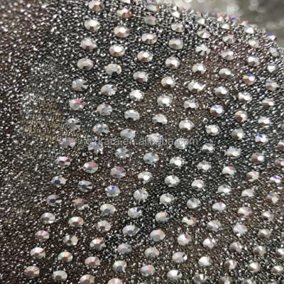 China Wholesale 2mm Aluminum Transfer Flatback Crystal Stone Mesh Sheets Trimming Hot Fix Rhinestone Iron On Trims Bags for sale