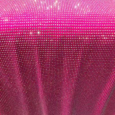 China Fashion elastic custom luxury grid with elastic rhinestone fabric rhinestone mesh for dress/clothing for sale