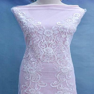 China 1PC-Wedding Viable Ivory Rayon Embroidered Lace Applique Bridal Lace Applique Lace Applique For Wedding Dress for sale