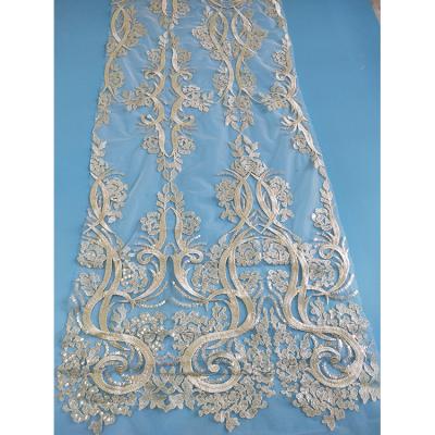 China New Product Viable African Lace Fabric African Lace Fabric Bead Embroidery Lace Fabric Bridal Tulle Wedding Fabric for sale