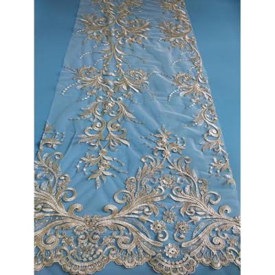 China Latest Viable Nigerian Embroidered Sheer White Lace Fabric For Bridal African Dress Lace Wedding for sale