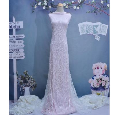 China New 2020 Fashion Anti-Static Gorgeous Sequin Working Design High Quality Fabric Wedding Lace for sale