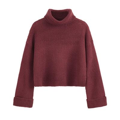 China Wine Red Turtle Knitwear 2021 New Fashion Custom QUICK DRY High Quality Women's Neck Knit Cotton Pullover Sweater for sale