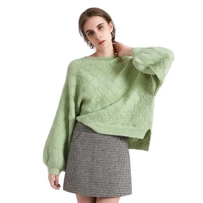 China Breathable sweater women's loose round neck front long back short bottom shirt knitting style autumn and winter 2021 short new for sale