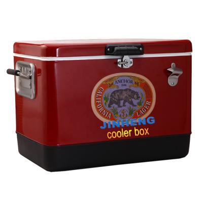 China Stainless Steel Sustainable Metal Insulated Crown 51L Cooler Box for sale