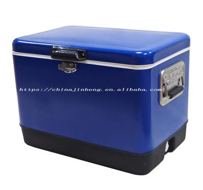 China Sustainable Camping and GRILLING Cooler Retro Portable Metal Box Ice Cooler for sale