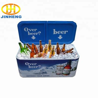 China Retro Style 60L Sustainable Plastic Picnic Ice Cooler Box With Double Lid for sale