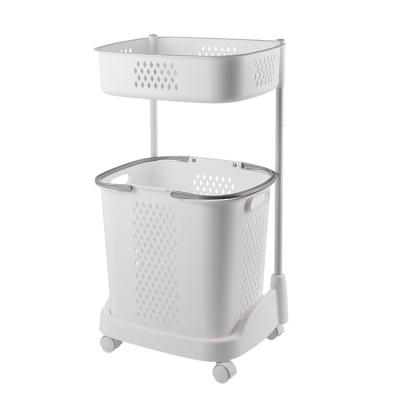 China Eco-friendly Durable 2 Layers Plastic Laundry Basket Supplier Factory Laundry Basket With Wheels Wholesale Plastic Laundry Basket Set for sale