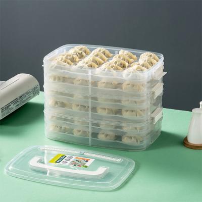 China Freshness Preservation Refrigerator Dumpling Storage Box Plastic Stackable Food Storage Container With A Lid for sale