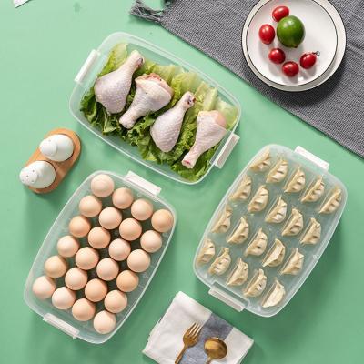 China Single Layer Egg Sealed Container Home Kitchen Organizer Fresh Eco-friendly Plastic Food Storage Box Freshness Storage Refrigerator Dumplings for sale