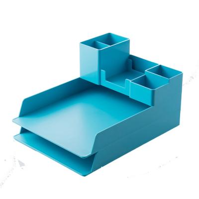 China Stackable Plastic Desk Tray File Desk Organizer Office Stationery Office Drawer Paper Set for sale