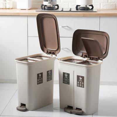 China Plastic Viable Wheeled Recycle 13 Gallon Kitchen Waste Pedal Waste Bin Self-Sealing Trash Cans With Lid For Sale for sale