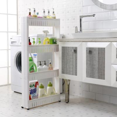 China Minimalist Plastic Bedroom Storage Rack Kitchen Bathroom Mobile Gap Storage For Home for sale